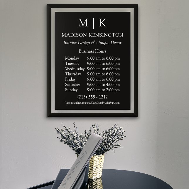 Monogram eller Lägg till Logotyp Business Black Poster (Edit to Customize text, colors and more)