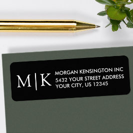 Monogram eller Lägg till Logotyp Business Black-Re Returadress Etikett