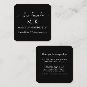 Monogram eller lägg till Logotyp Business Handmade Fyrkantigt Visitkort