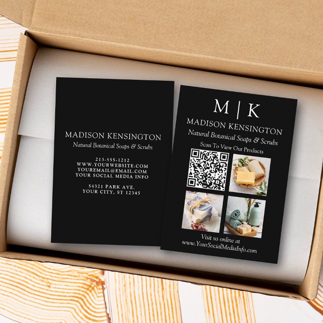 Monogram eller lägg till Logotyp Business QR Code  Visitkort (Edit to Customize text, colors and more)