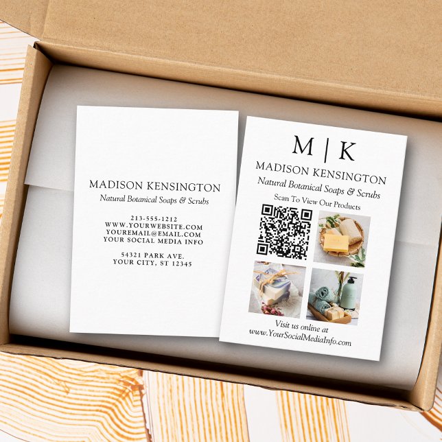 Monogram eller Lägg till Logotyp Business QR Code  Visitkort (Edit to Customize text, colors and more)