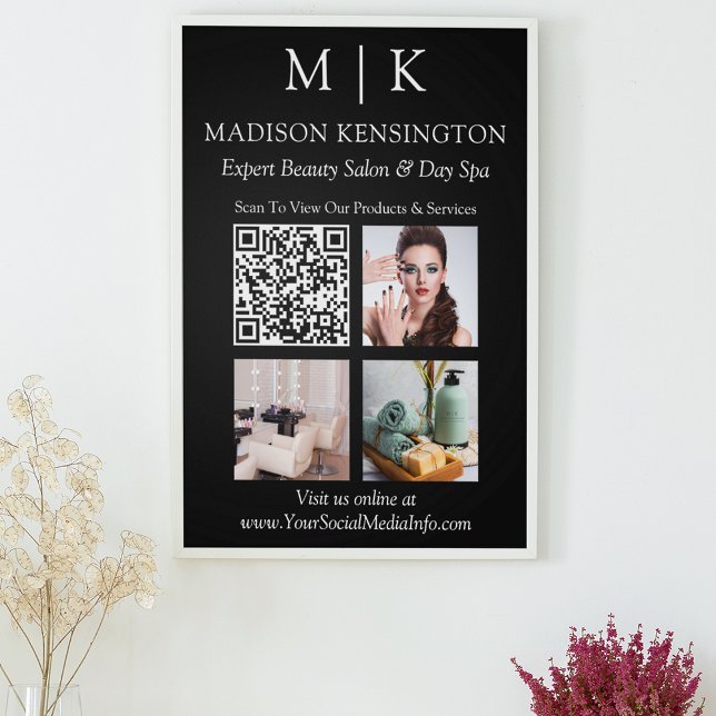 Monogram eller Lägg till Logotyp Business QR-kod,  Poster (Edit to Customize text, colors and more)