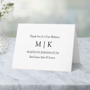 Monogram eller Lägg till Logotyp Business Tack Anteckningskort