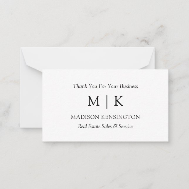 Monogram eller Lägg till Logotyp Business Tack Gif Anteckningskort (Framsida)