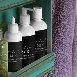 Monogram eller Lägg till Logotyp Handmade Business Vinflaska Etikett