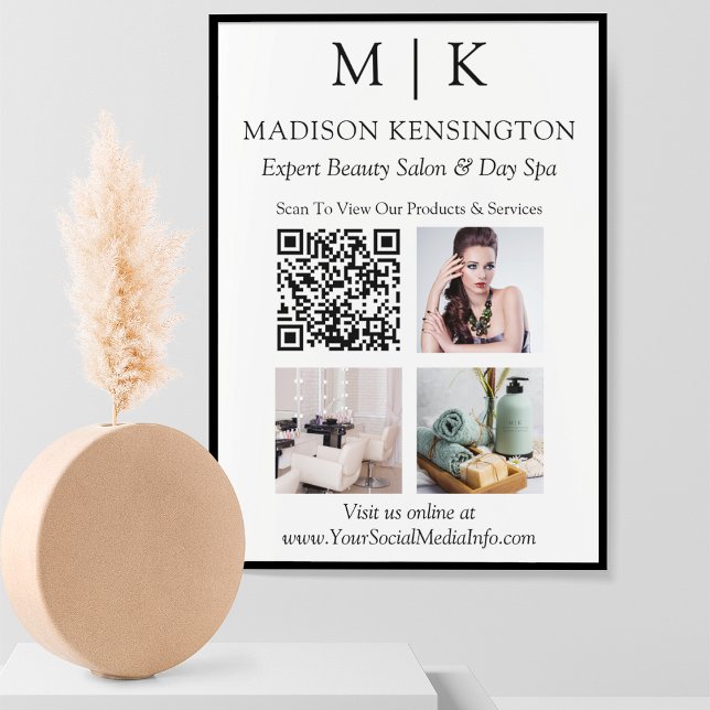 Monogram eller lägg till QR-kodsfoto för Logotyp Poster (Edit to Customize text, colors and more)