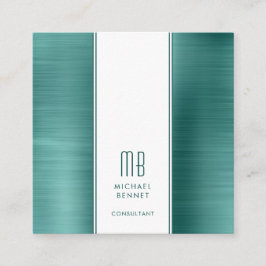 Monogram Emerald Grönt Metallic Foil Consultant Fyrkantigt Visitkort