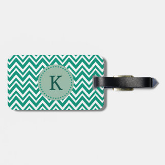 Monogram Emerald Grönt och White Zigzag Mönster Bagagebricka