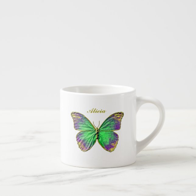 Monogram Emerald Lila Butterfly Espresso Mugg Espressomugg (Höger)