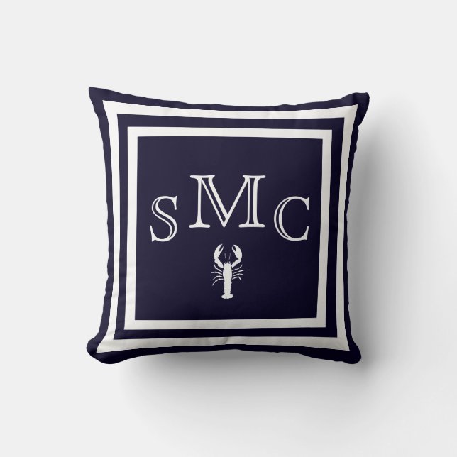 MONOGRAM enfärgat mörkblått enfärgat huvudkudde Kudde (Framsida)