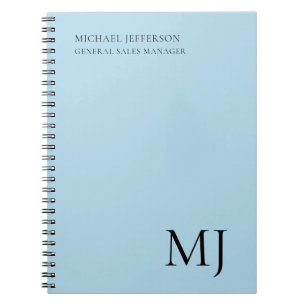 Monogram Enkel Blå Trendig Affär Anteckningsbok