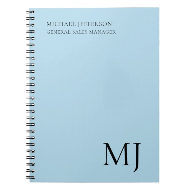 Monogram Enkel Blå Trendig Affär Anteckningsbok (Framsidan)