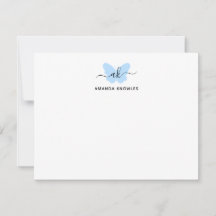 Monogram enkel Blue Butterfly Minimalist Girly