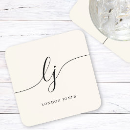 Monogram Enkel Elegant Chic Skript Feminint  Underlägg