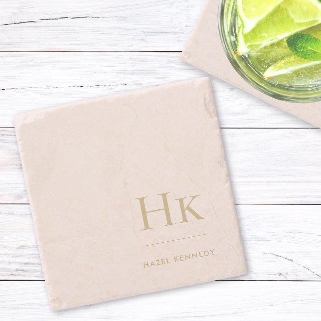 Monogram Enkel Elegant Feminin  Rosa Guld Stenunderlägg (Skapare uppladdad)