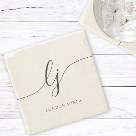 Monogram enkel Elegant Kalligrafi Feminin Ivory Stenunderlägg