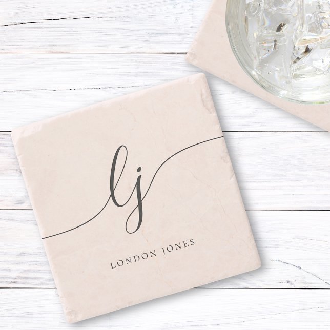 Monogram enkel Elegant Kalligrafi Feminin Stenunderlägg (Skapare uppladdad)