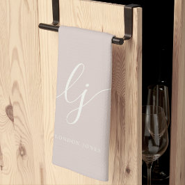 Monogram enkel Elegant Kalligrafi Ro Rosa Kökshandduk