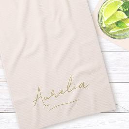 Monogram enkel Elegant Minimal  Guld-skript Kökshandduk