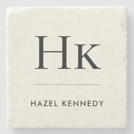 Monogram Enkel Elegant Minimal Ivory Monogrammerad Stenunderlägg