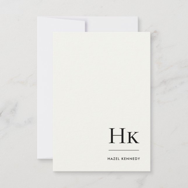 Monogram Enkel Elegant Minimal Monogrammerad Elfen Anteckningskort (Framsida)