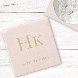 Monogram enkel Elegant minimalistisk monogrammad Stenunderlägg