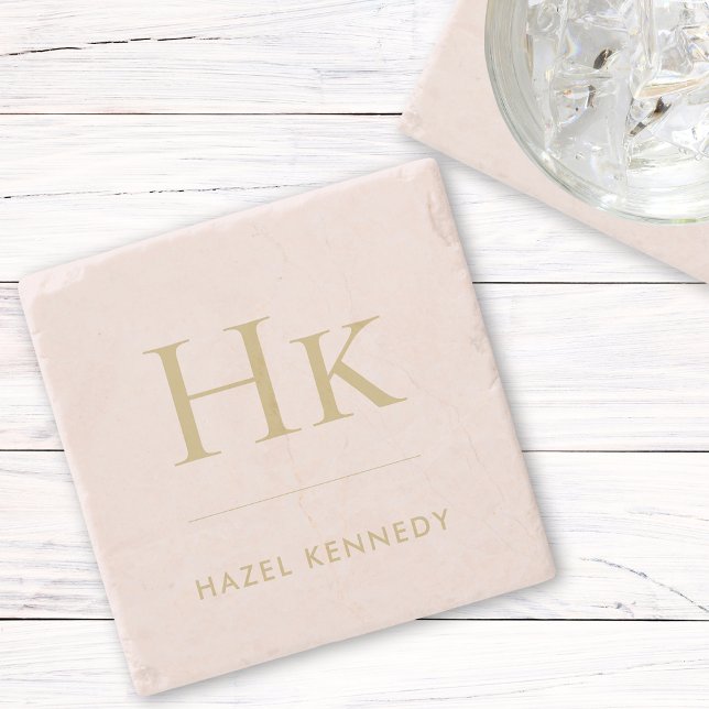 Monogram enkel Elegant minimalistisk monogrammad Stenunderlägg (Skapare uppladdad)