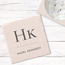 Monogram enkel Elegant minimalistisk monogrammad Stenunderlägg