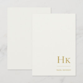 Monogram Enkel Elegant Monogrammerad Elfenben och  Anteckningskort