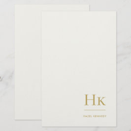 Monogram Enkel Elfenben Guld Monogrammets Anpassad Brevpapper