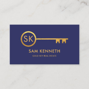 Monogram Enkel Guld Home Nyckel Real Gods Realtor Visitkort