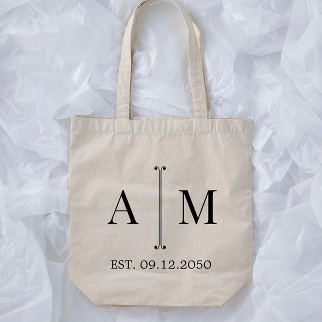 Monogram Enkel Minimal Bröllopspresent Tygkasse (Skapare uppladdad)