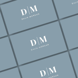 Monogram enkel minimal dammblå minimibild visitkort
