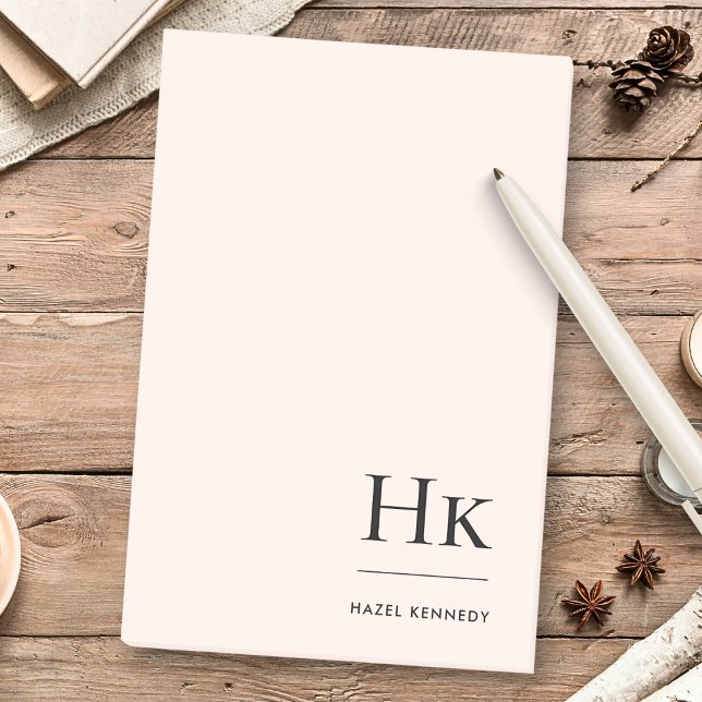 Monogram enkel modern Chic  Rosa Monogrammed  Post-it Block (Skapare uppladdad)