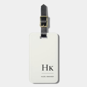Monogram Enkel Modern Elegant Elfenbensvit Klassis Bagagebricka