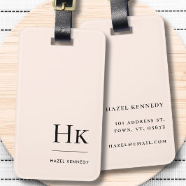 Monogram enkel modern Elegant  Rosa klassisk Bagagebricka