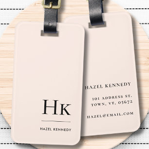 Monogram enkel modern Elegant Rosa klassisk Bagagebricka