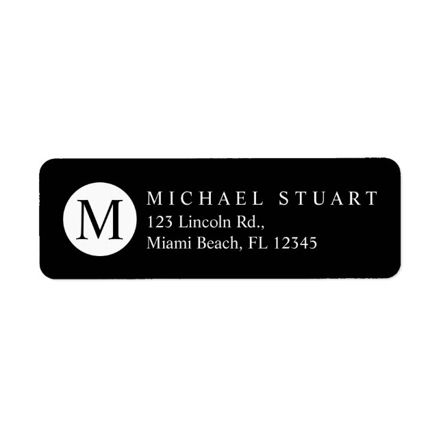Monogram | Enkel, modern, minimalistisk Anpassning Returadress Etikett (Framsidan)
