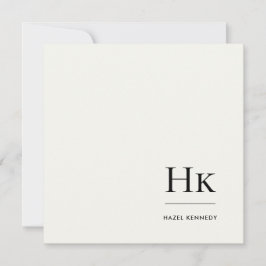 Monogram Enkel Modern Monogrammerad Elfenbensfärga Anteckningskort