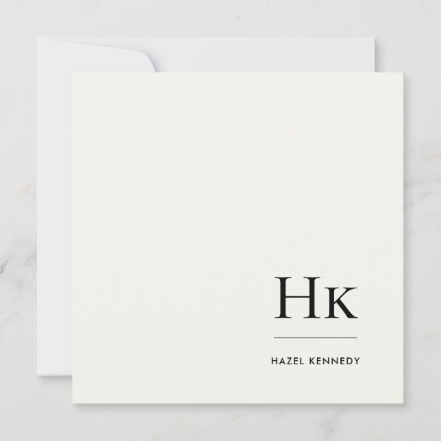 Monogram Enkel Modern Monogrammerad Elfenbensfärga Anteckningskort (Framsida)
