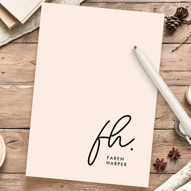 Monogram | Enkel modern Personlig för  Rosa Brevpapper (Skapare uppladdad)