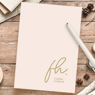 Monogram Enkel modern Personlig för Rosa Brevpapper