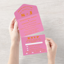 Monogram enkel Rosa Orange fet Bröllop