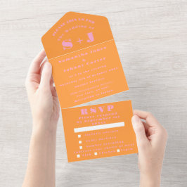 Monogram enkel Rosa Orange fet Bröllop allt in