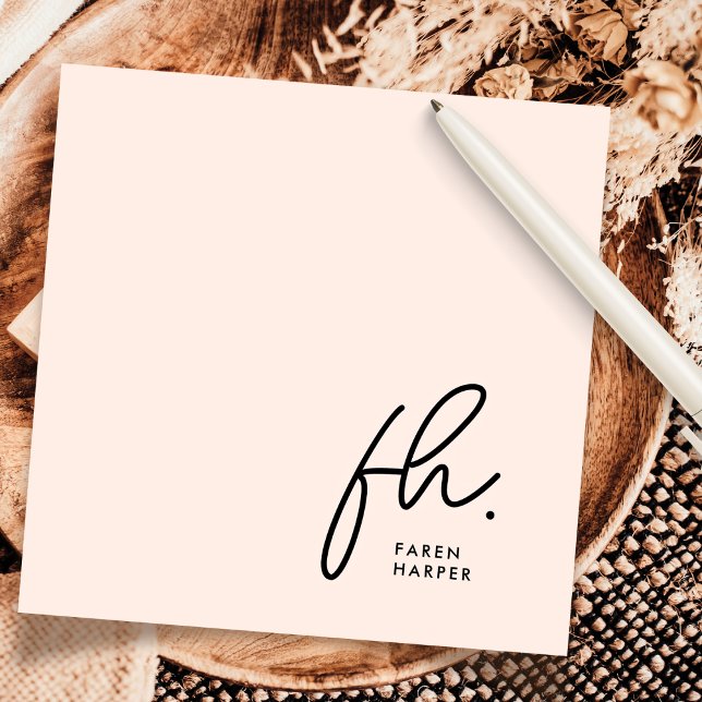 Monogram enkel skriptChic  Social Notecard Anteckningskort (Skapare uppladdad)