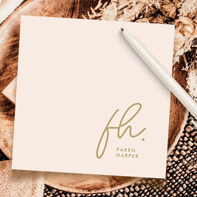 Monogram enkel skriptChic  Social Notecard Anteckningskort (Skapare uppladdad)