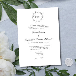 Monogram Enkel Traditionell Formell Elegant Bröllo Inbjudningar