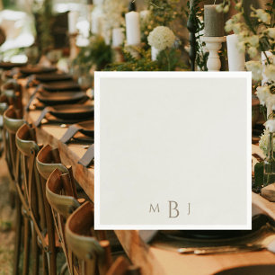 Monogram Enkla Krämfärgade Bröllops Cocktail Serve Pappersservett