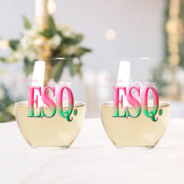 Monogram ESQ. Ombre Rosa & Grön Stamless Vinkupa