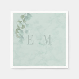 Monogram Eucalyptus Foliage Chic Bröllop Pappersservett